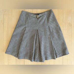 Brooks Brothers Purple, Cream, and Gray Pleated Houndstooth Wool Skirt sz 14